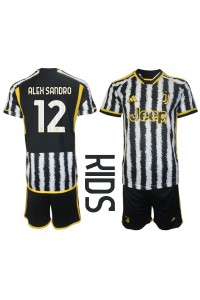 Fotbalové Dres Juventus Alex Sandro #12 Dětské Domácí Oblečení 2023-24 Krátký Rukáv (+ trenýrky)